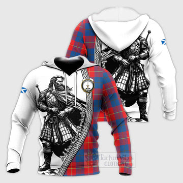 Blane Tartan Clan Crest Knitted Hoodie with Highlander Warrior Celtic Style