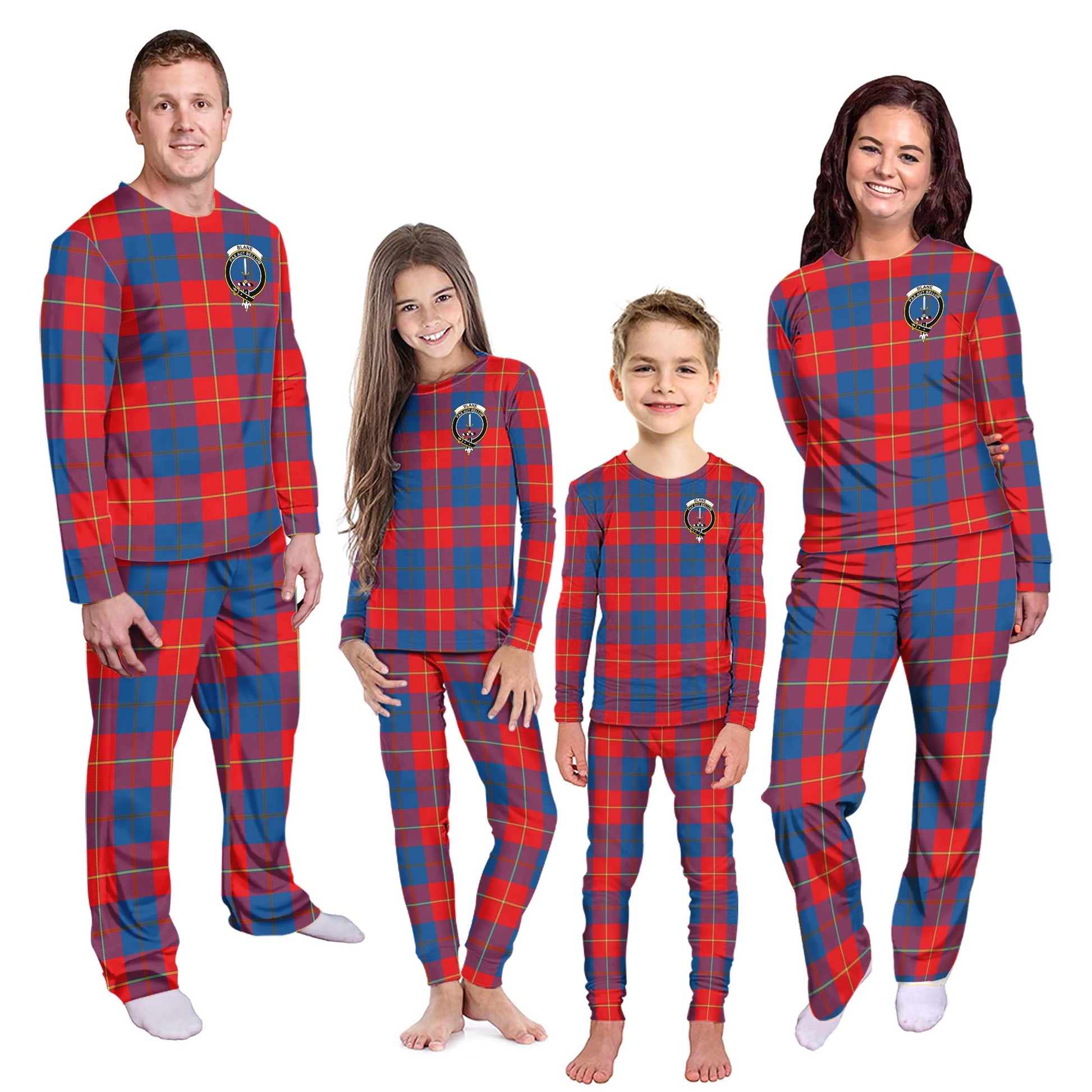 Blane Tartan Pajamas Family Set with Family Crest - Tartanvibesclothing