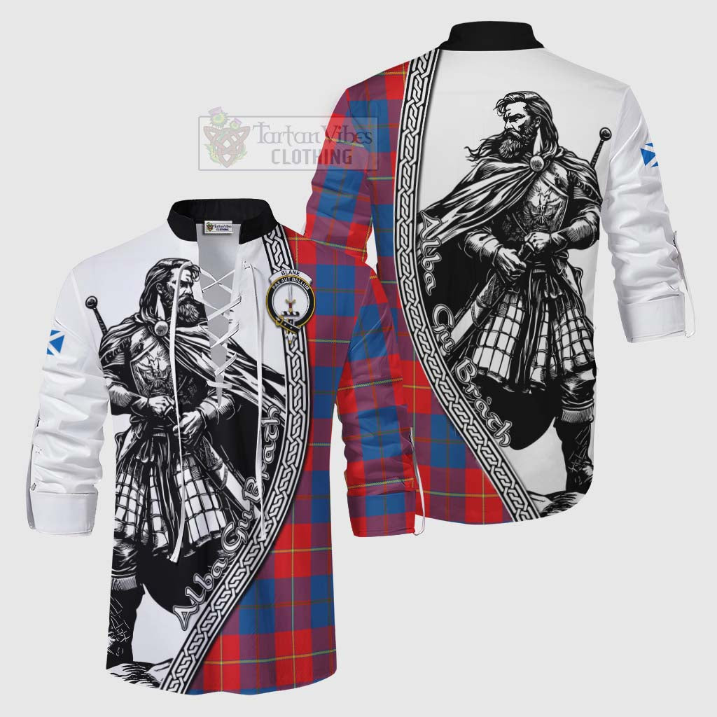 Tartan Vibes Clothing Blane Tartan Clan Crest Ghillie Kilt Shirt with Highlander Warrior Celtic Style