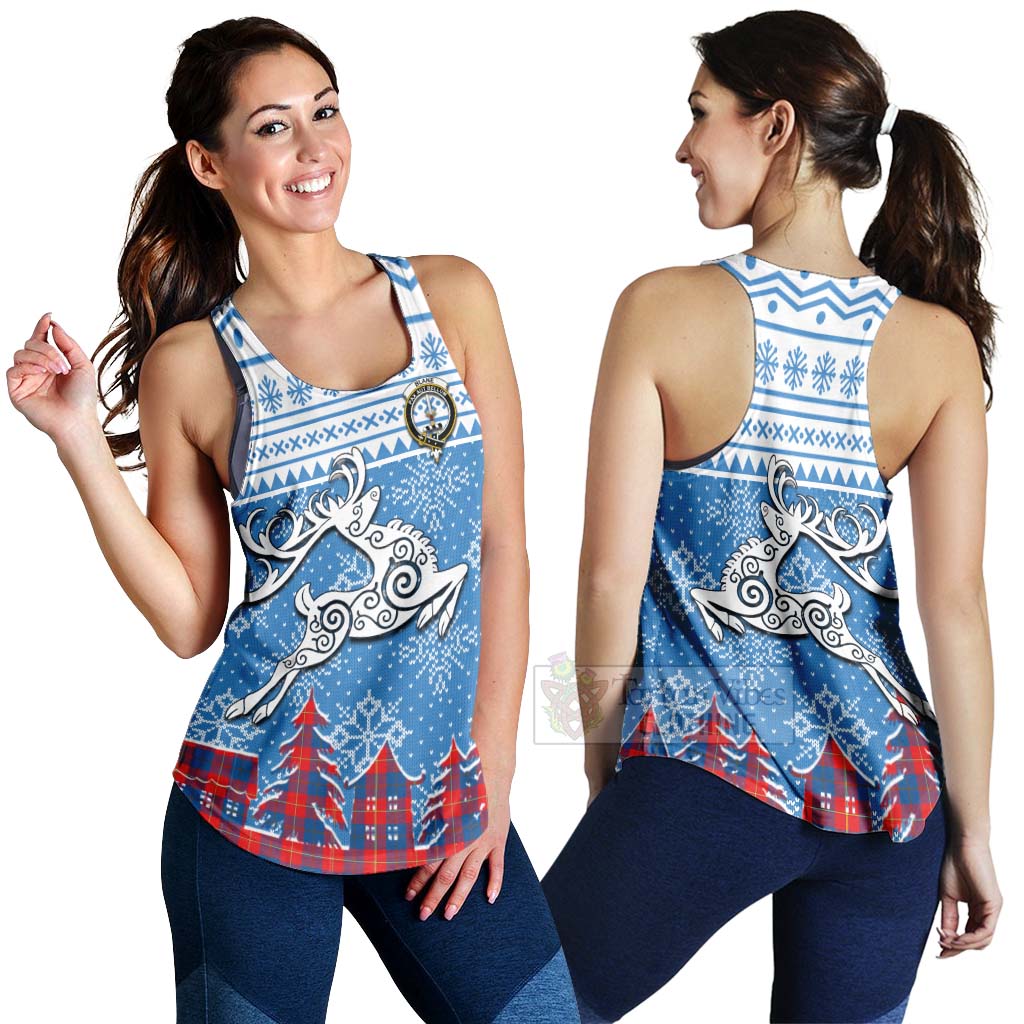 Tartan Vibes Clothing Blane Clan Christmas Women's Racerback Tanks Celtic Reindeer Style