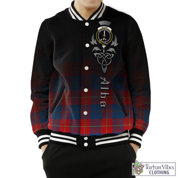 Blane Tartan Baseball Jacket Featuring Alba Gu Brath Family Crest Celtic Inspired