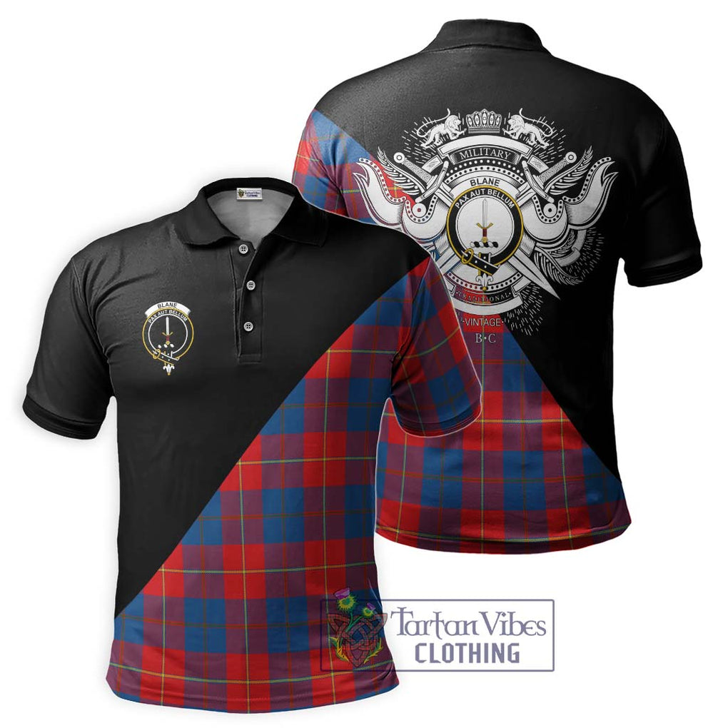 Blane Tartan Polo Shirt with Family Crest and Military Logo Style Kid - Tartanvibesclothing Shop