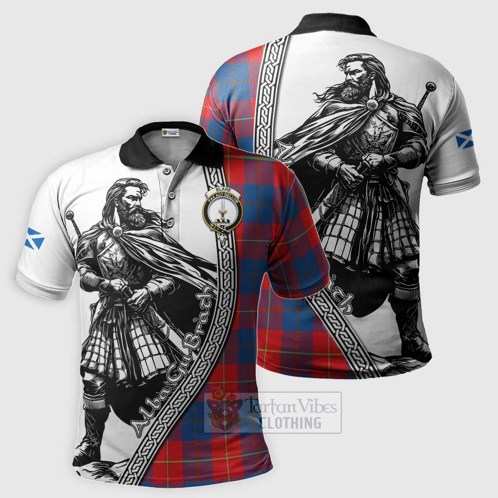 Tartan Vibes Clothing Blane Tartan Clan Crest Polo Shirt with Highlander Warrior Celtic Style