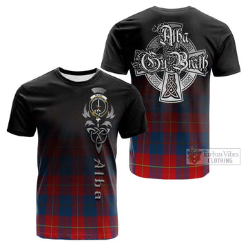 Blane Tartan Cotton T-shirt Featuring Alba Gu Brath Family Crest Celtic Inspired