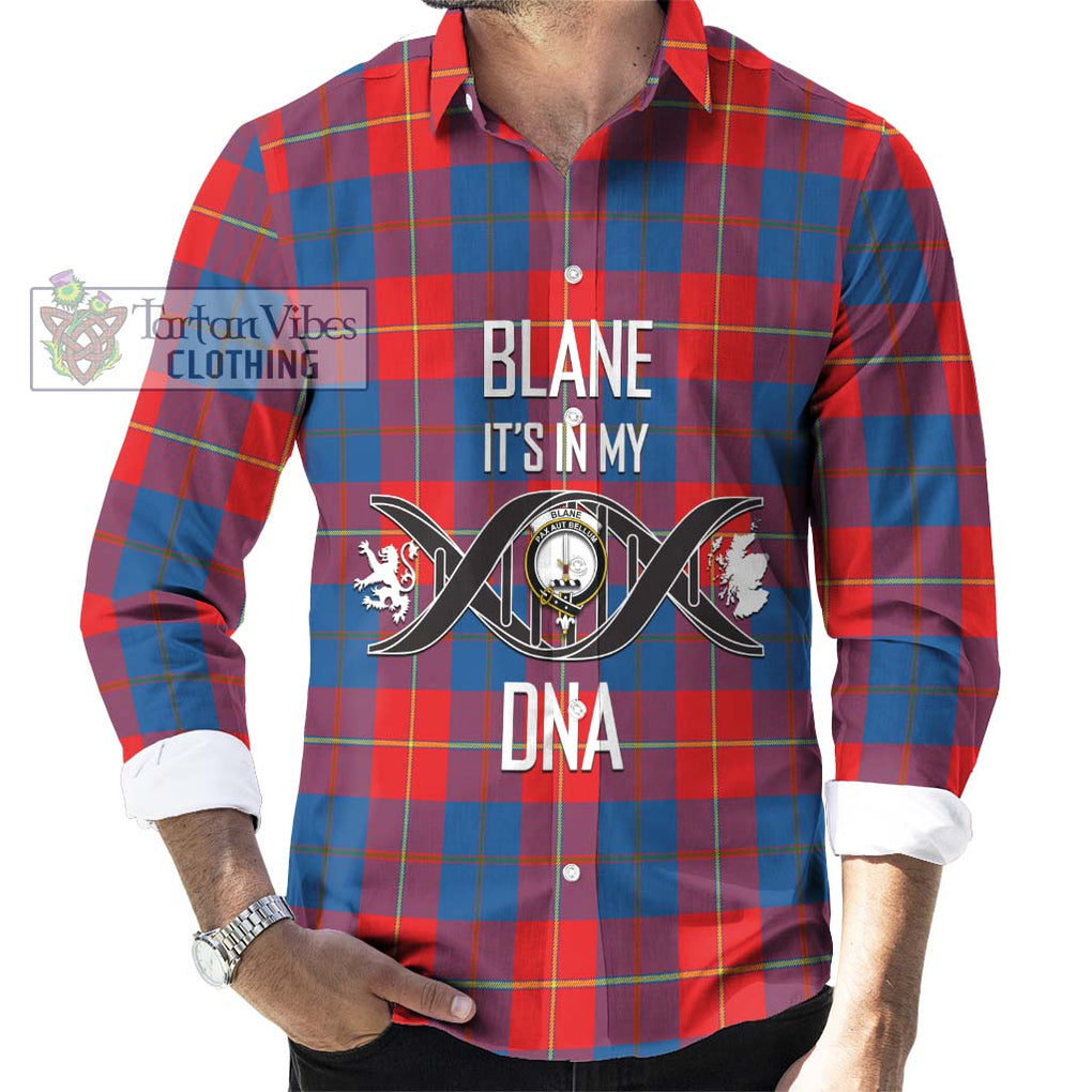 Blane Tartan Long Sleeve Button Shirt with Family Crest DNA In Me Style Men's Shirt S - Tartanvibesclothing Shop