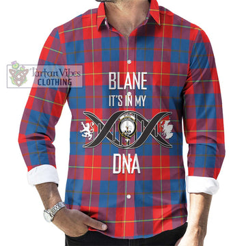 Blane Tartan Long Sleeve Button Shirt with Family Crest DNA In Me Style