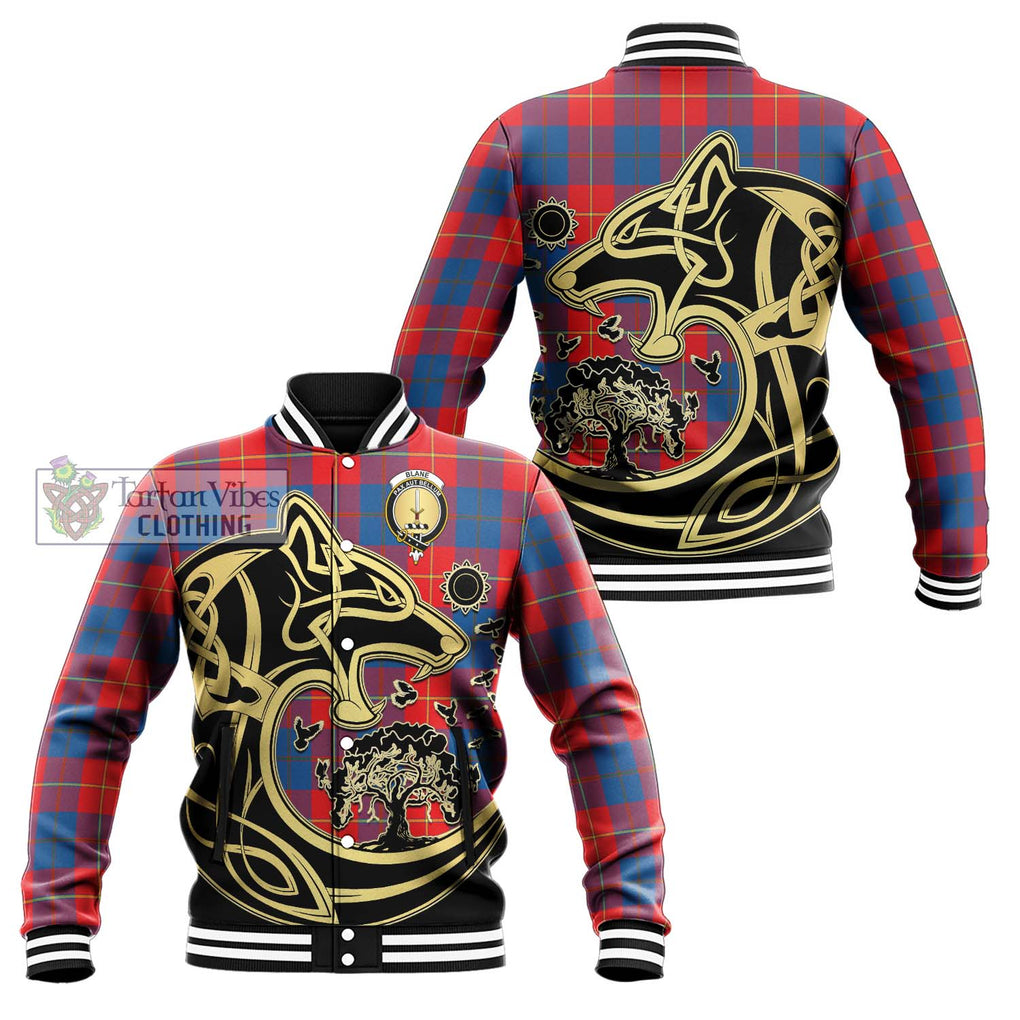 Blane Tartan Baseball Jacket with Family Crest Celtic Wolf Style Unisex - Tartan Vibes Clothing