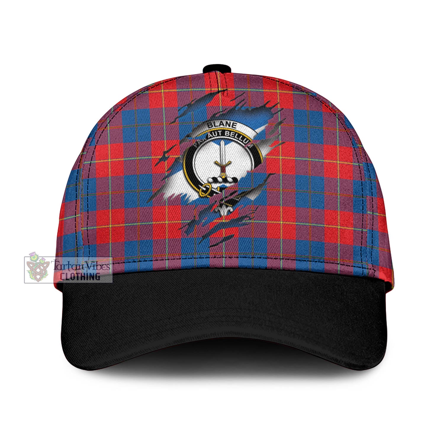 Tartan Vibes Clothing Blane Tartan Classic Cap with Family Crest In Me Style