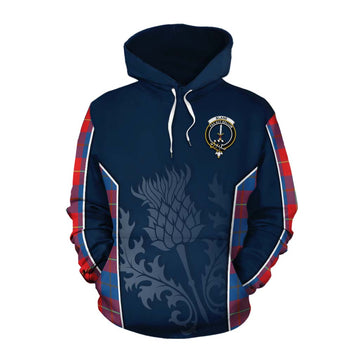 Blane Tartan Cotton Hoodie with Family Crest and Scottish Thistle Vibes Sport Style