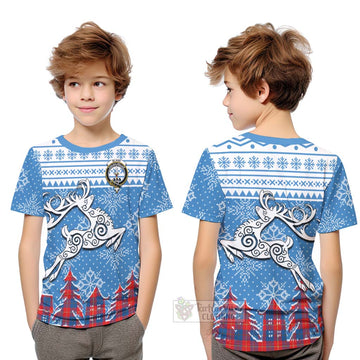 Blane Clan Christmas Kid T-Shirt Celtic Reindeer Style