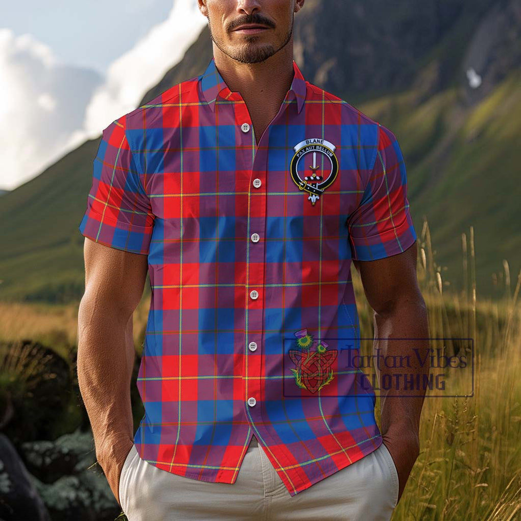 Blane Tartan Cotton Hawaiian Shirt with Family Crest Adult - Tartan Vibes Clothing