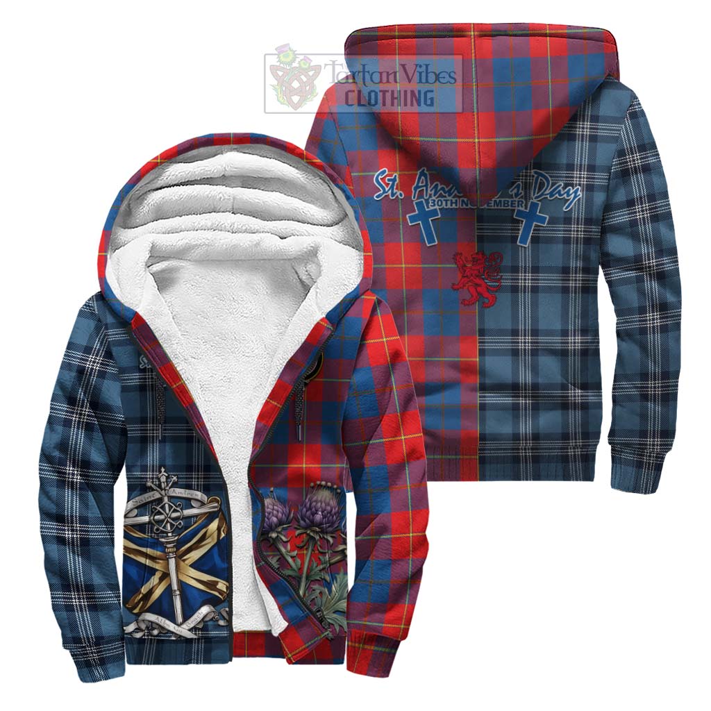 Tartan Vibes Clothing Blane Tartan Sherpa Hoodie Happy St. Andrew's Day Half Tartan Style