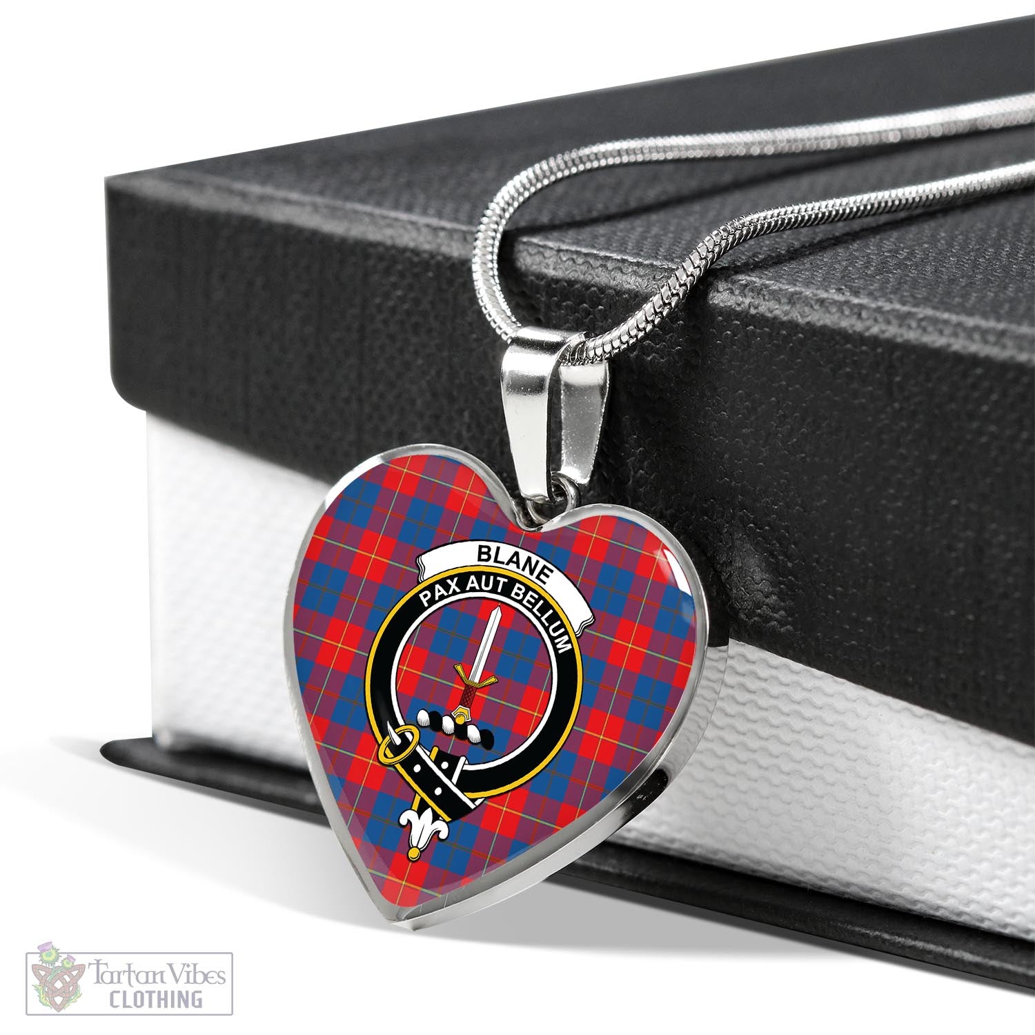 Tartan Vibes Clothing Blane Tartan Heart Necklace with Family Crest