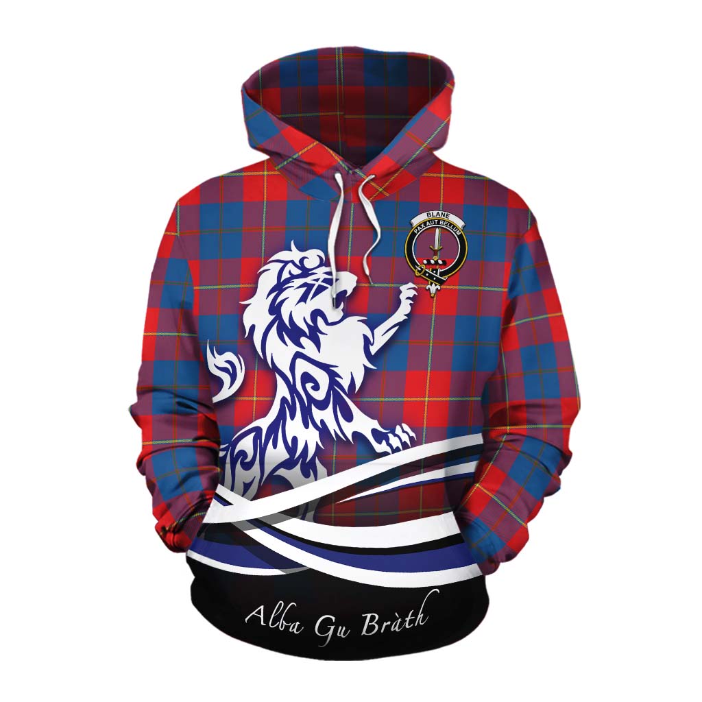 Tartan Vibes Clothing Blane Tartan Cotton Hoodie with Alba Gu Brath Regal Lion Emblem