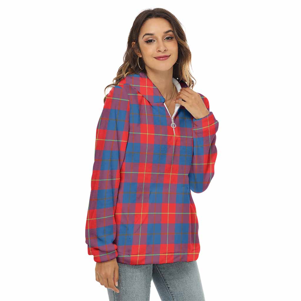 Tartan Vibes Clothing Blane Tartan Women's Borg  Half Zip Fleece Hoodie