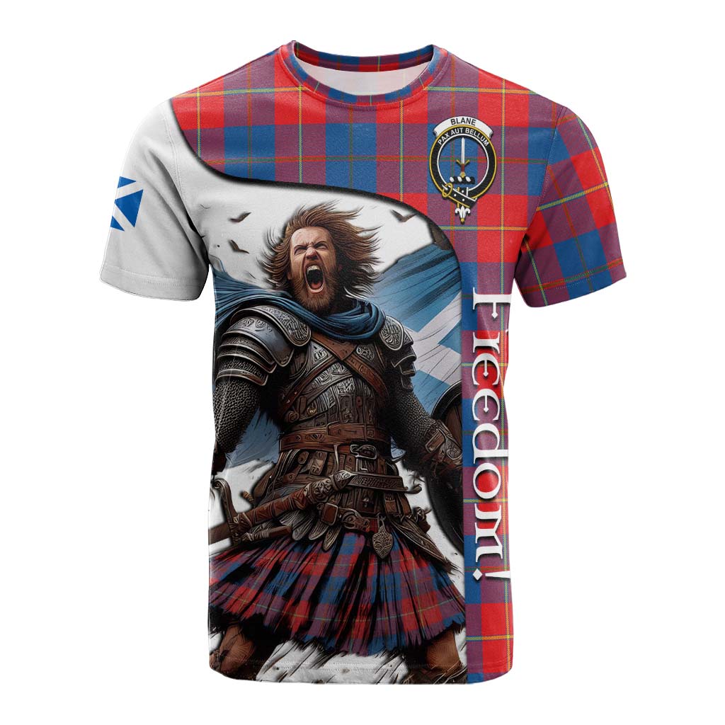 Tartan Vibes Clothing Blane Crest Tartan Cotton T-shirt Inspired by the Freedom of Scottish Warrior