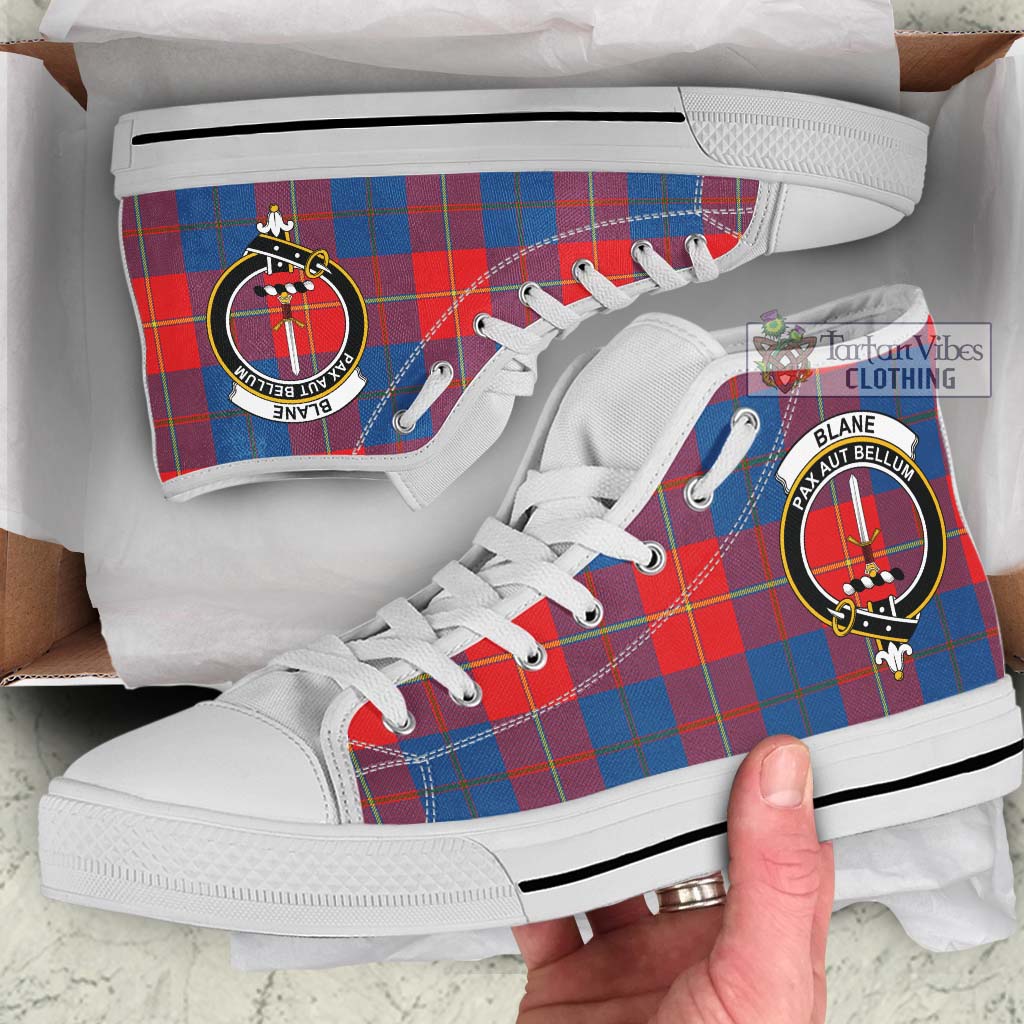 Blane Tartan High Top Shoes with Family Crest Kid High Top - White Sole - Tartan Vibes Clothing