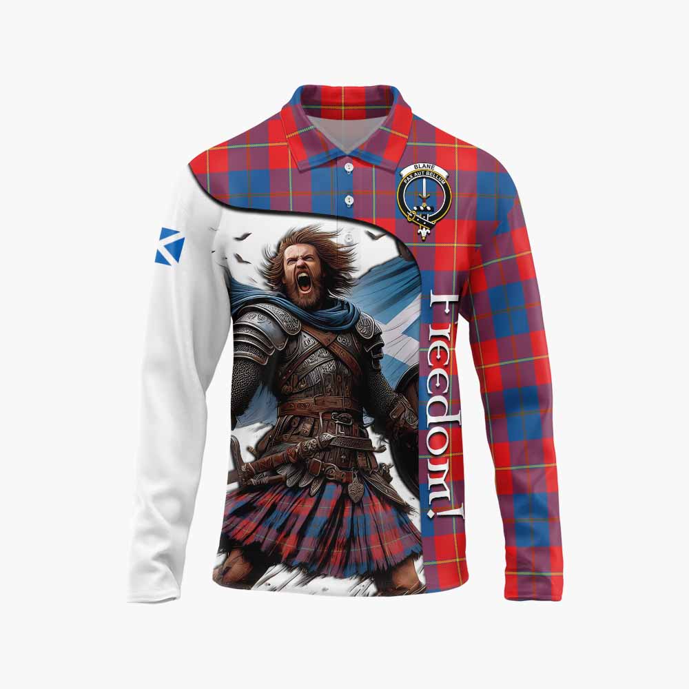 Tartan Vibes Clothing Blane Crest Tartan Long Sleeve Polo Shirt Inspired by the Freedom of Scottish Warrior