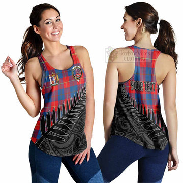 Blane Crest Tartan Women's Racerback Tanks with New Zealand Silver Fern Half Style