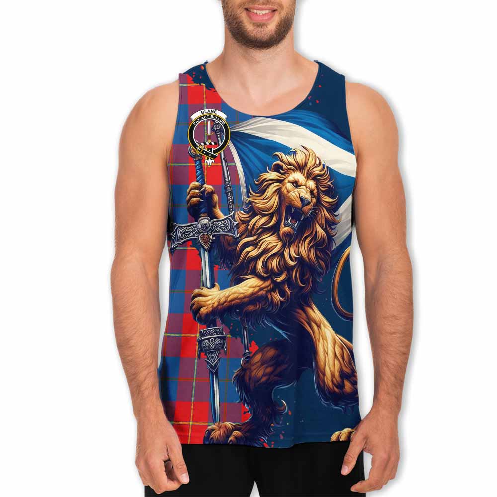 Tartan Vibes Clothing Blane Tartan Family Crest Men's Tank Top with Scottish Majestic Lion