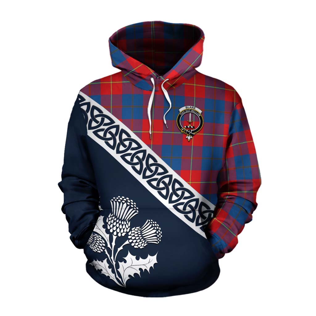 Tartan Vibes Clothing Blane Tartan Cotton Hoodie Featuring Thistle and Scotland Map