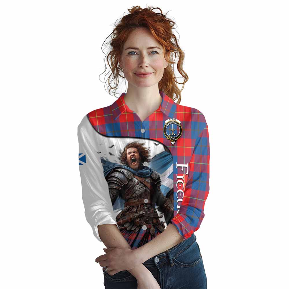 Tartan Vibes Clothing Blane Crest Tartan Women's Casual Shirt Inspired by the Freedom of Scottish Warrior