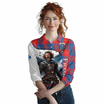 Blane Crest Tartan Women's Casual Shirt Inspired by the Freedom of Scottish Warrior