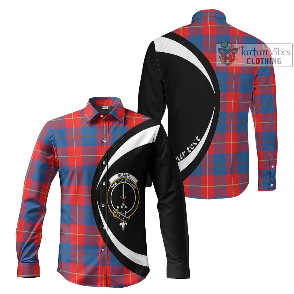 Blane Tartan Long Sleeve Button Up with Family Crest Circle Style Men's Shirt S - Tartan Vibes Clothing