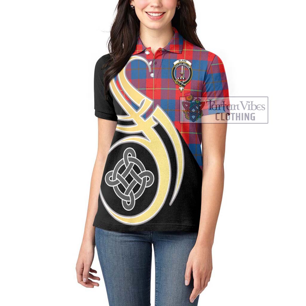 Blane Tartan Women's Polo Shirt with Family Crest and Celtic Symbol Style Women - Tartan Vibes Clothing