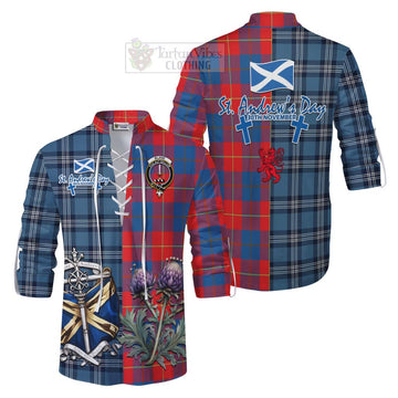 Blane Tartan Ghillie Kilt Shirt Happy St. Andrew's Day Half Tartan Style Men - Tartan Vibes Clothing