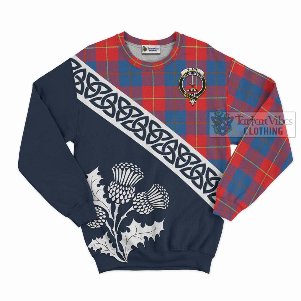 Blane Tartan Sweatshirt Featuring Thistle and Scotland Map Unisex - Tartan Vibes Clothing