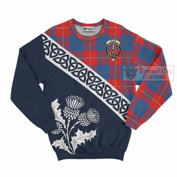 Blane Tartan Sweatshirt Featuring Thistle and Scotland Map Unisex - Tartan Vibes Clothing