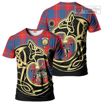 Blane Tartan T-Shirt with Family Crest Celtic Wolf Style