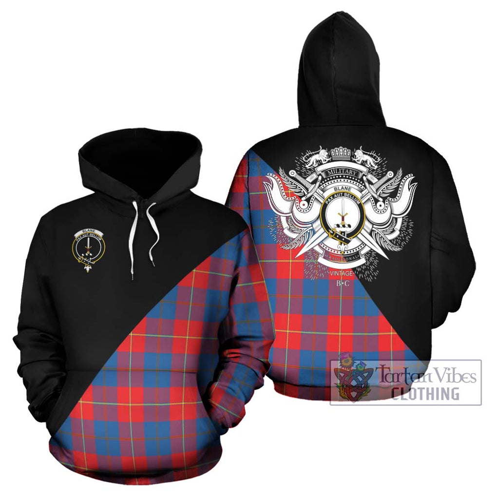 Blane Tartan Hoodie with Family Crest and Military Logo Style Zip Hoodie - Tartanvibesclothing Shop