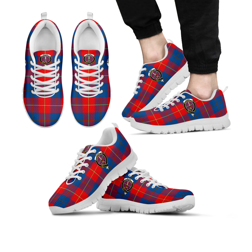 Blane Tartan Sneakers with Family Crest Kid's Sneakers - Tartan Vibes Clothing