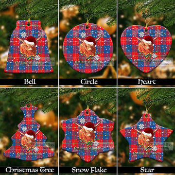 Blane Clan Tartan Ornament with Christmas Twinkle Highland Cattle