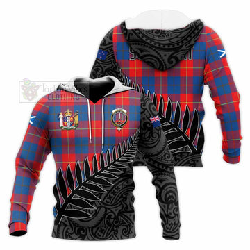 Blane Crest Tartan Knitted Hoodie with New Zealand Silver Fern Half Style