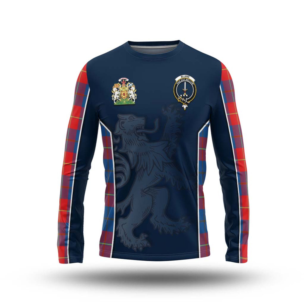 Blane Tartan Long Sleeve T-Shirt with Family Crest and Lion Rampant Vibes Sport Style Unisex - Tartan Vibes Clothing