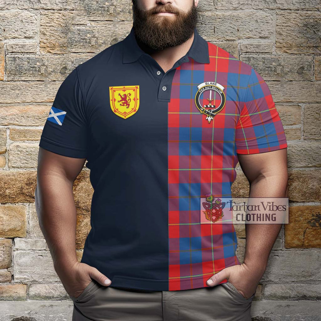 Tartan Vibes Clothing Blane Tartan Polo Shirt with Scottish Lion Royal Arm Half Style