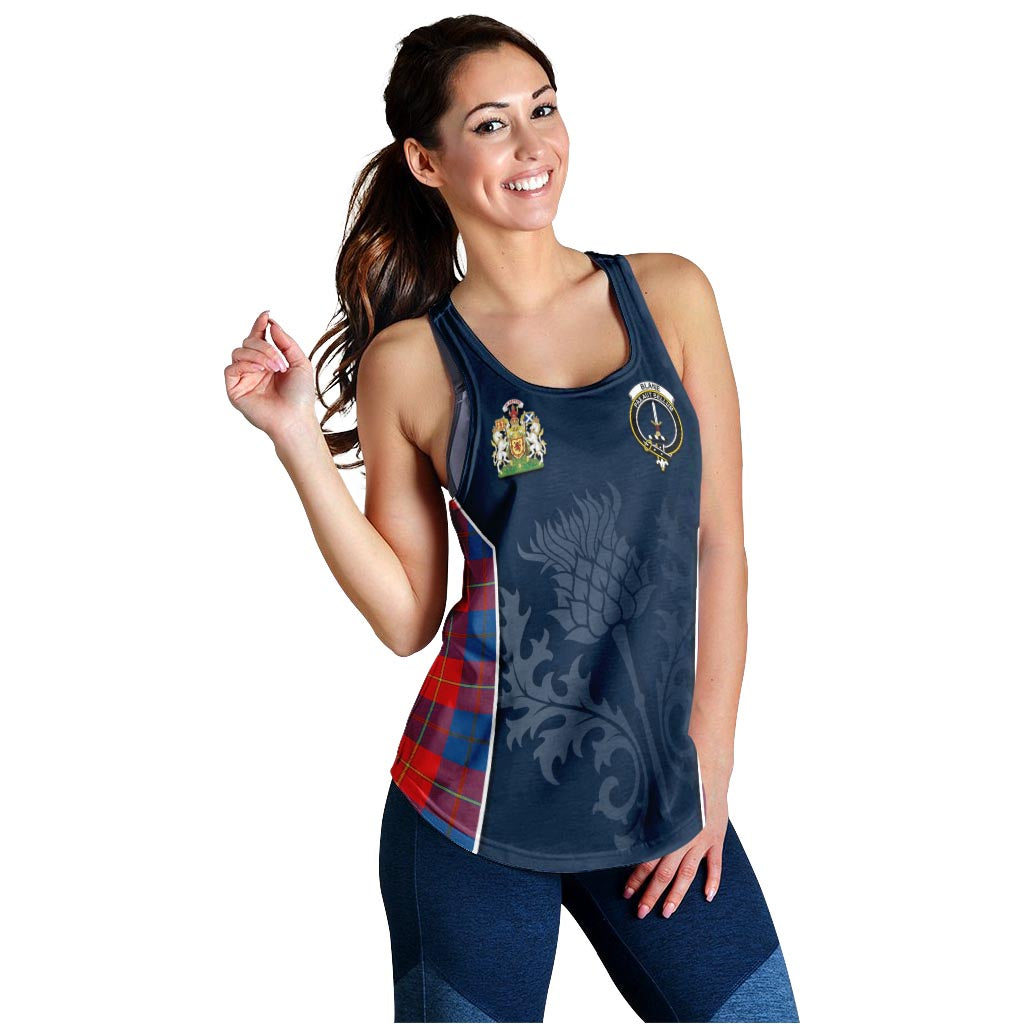 Tartan Vibes Clothing Blane Tartan Women's Racerback Tanks with Family Crest and Scottish Thistle Vibes Sport Style