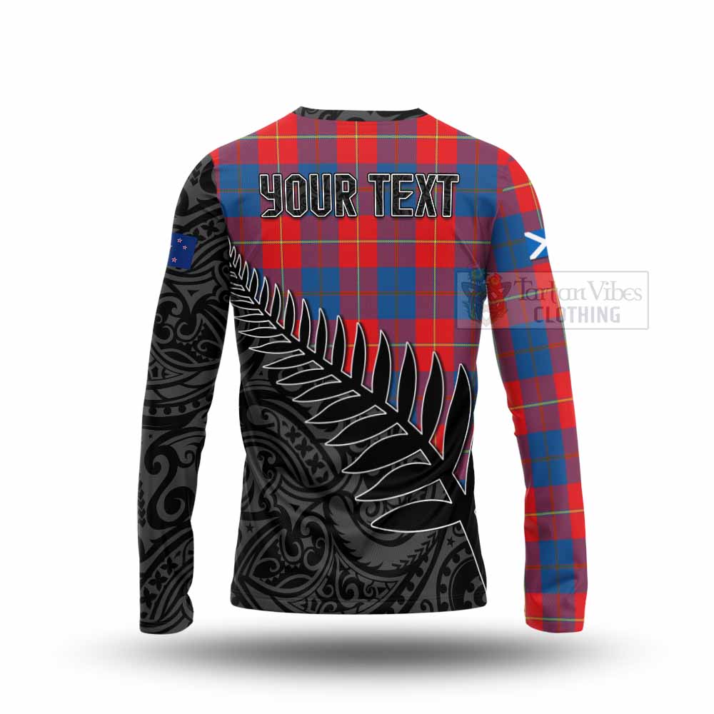 Tartan Vibes Clothing Blane Crest Tartan Long Sleeve T-Shirt with New Zealand Silver Fern Half Style