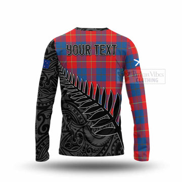 Blane Crest Tartan Long Sleeve T-Shirt with New Zealand Silver Fern Half Style