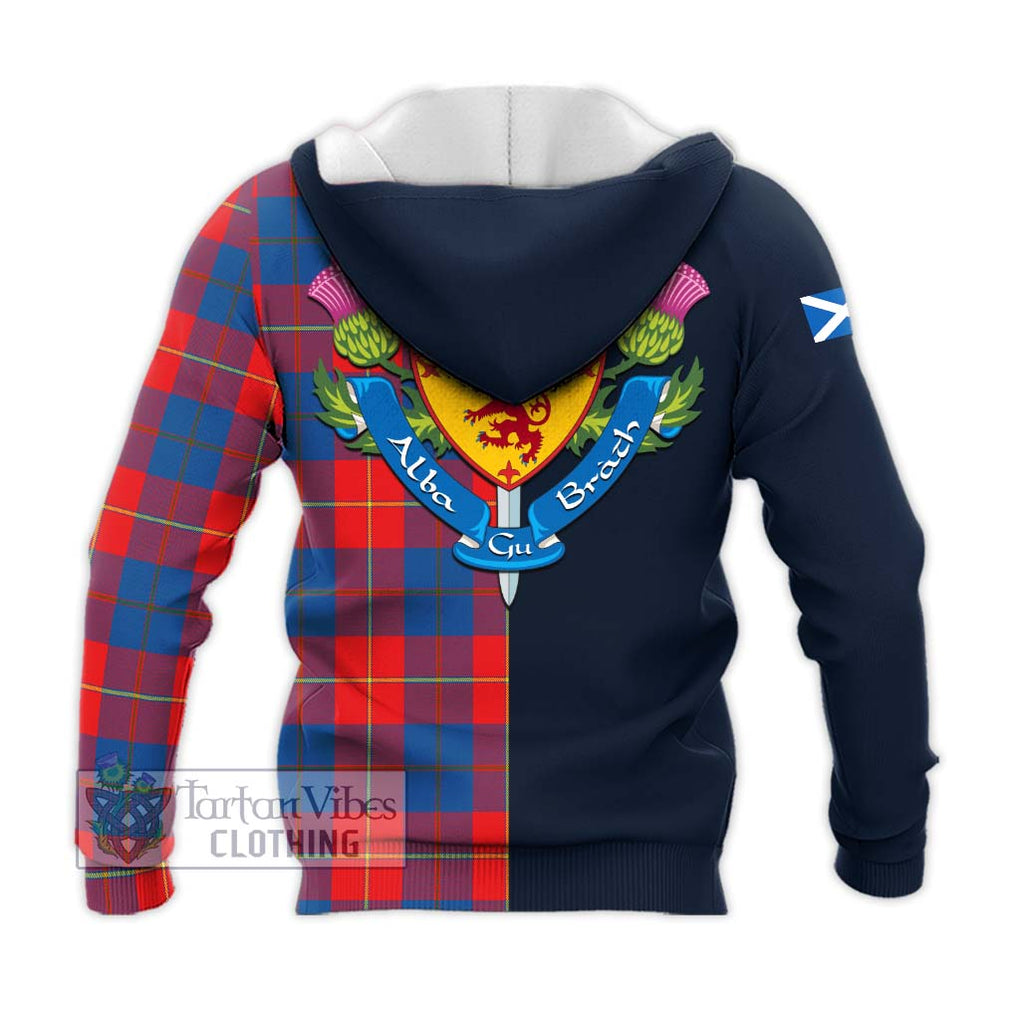 Tartan Vibes Clothing Blane Tartan Knitted Hoodie with Scottish Lion Royal Arm Half Style