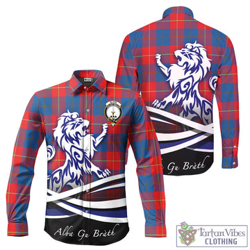 Blane Tartan Long Sleeve Button Up Shirt with Alba Gu Brath Regal Lion Emblem