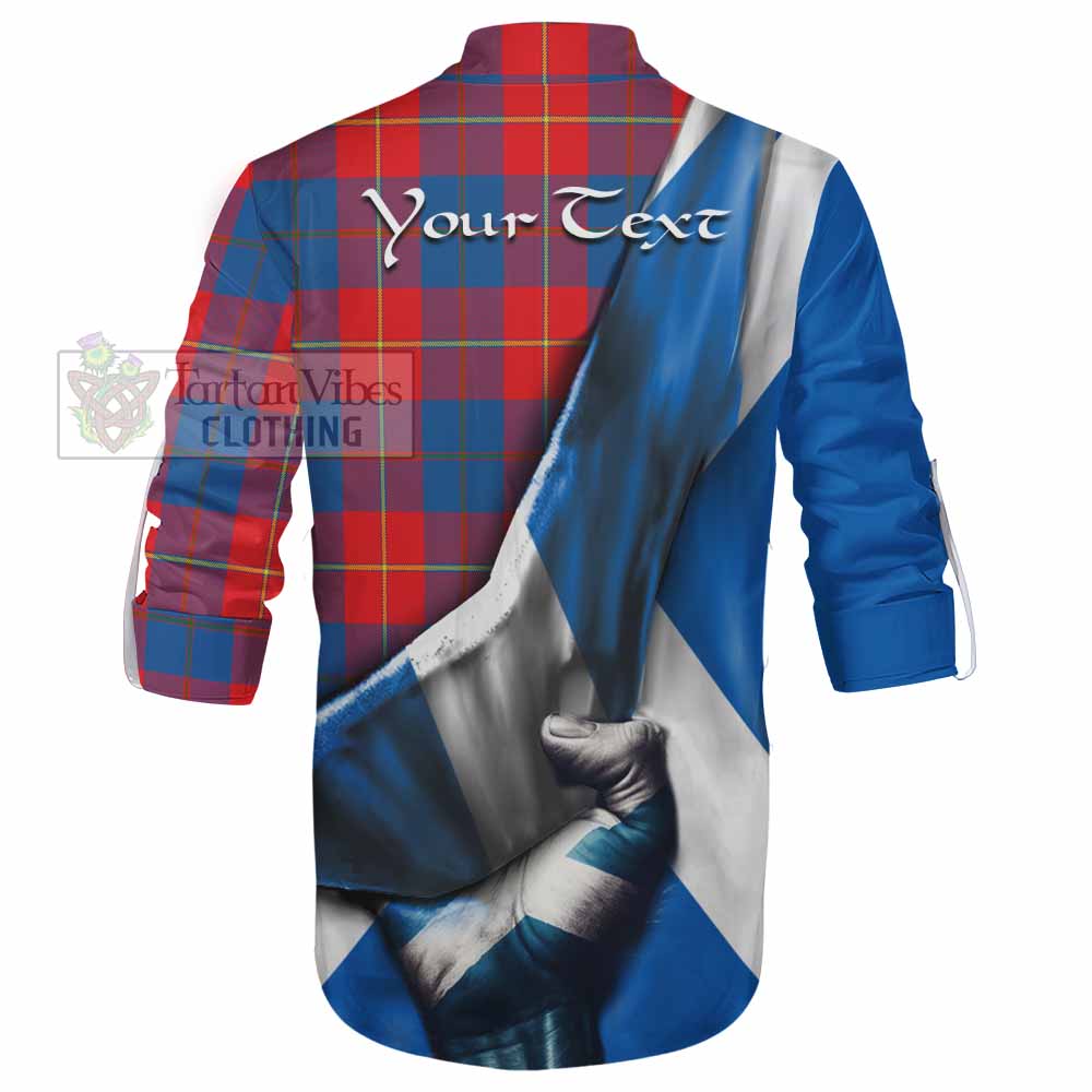 Tartan Vibes Clothing Blane Tartan Ghillie Kilt Shirt with Family Crest Scotland Patriotic Style