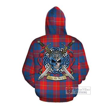 Blane Tartan Cotton Hoodie with Family Crest Celtic Skull Style