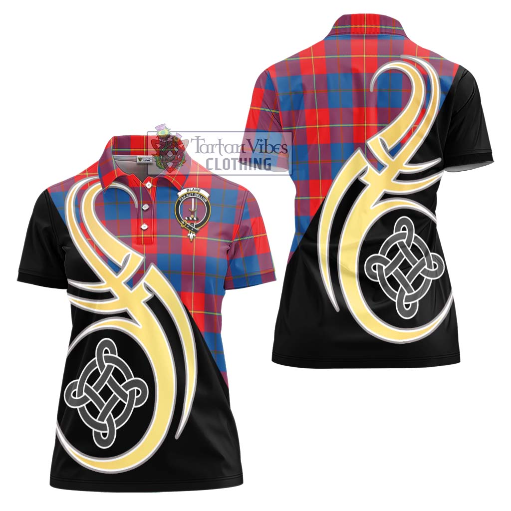 Blane Tartan Women's Polo Shirt with Family Crest and Celtic Symbol Style - Tartan Vibes Clothing