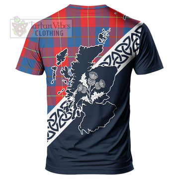 Blane Tartan T-Shirt Featuring Thistle and Scotland Map