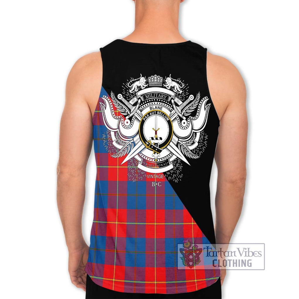 Blane Tartan Men's Tank Top with Family Crest and Military Logo Style - Tartanvibesclothing Shop