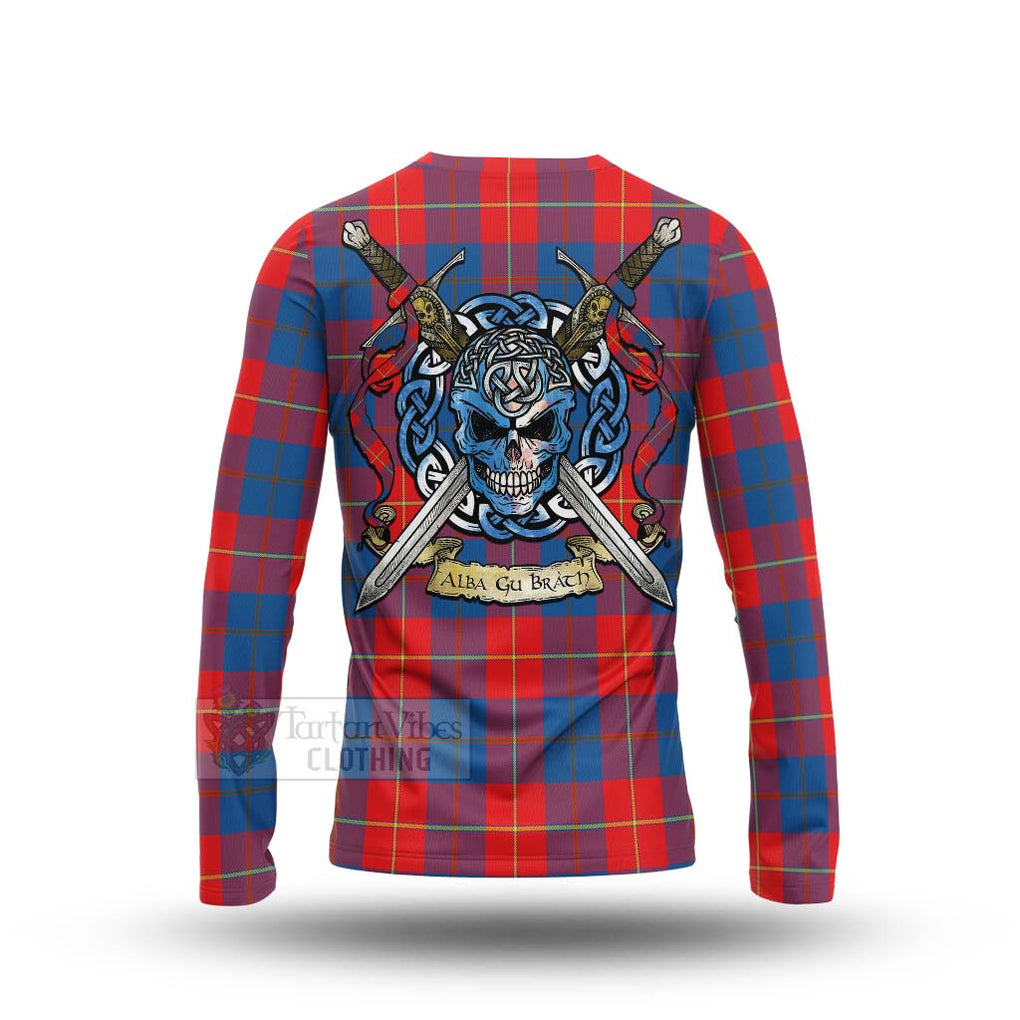 Tartan Vibes Clothing Blane Tartan Long Sleeve T-Shirt with Family Crest Celtic Skull Style